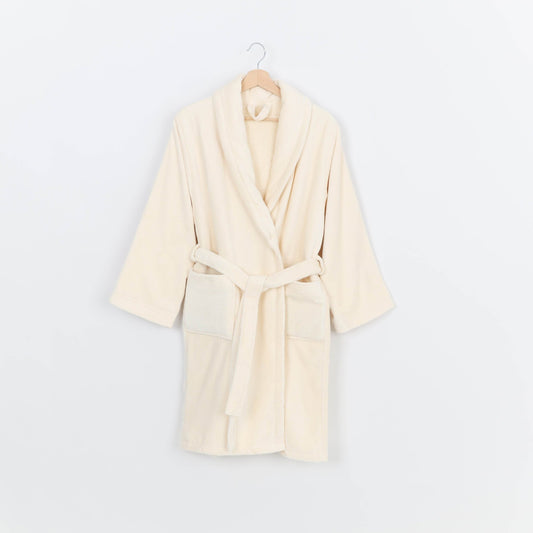 Peignoir Velours (H/F) – 100% Coton – 450g/m² (Beige Crème) - SOFTHOME