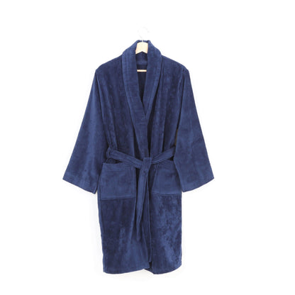 Peignoir Velours (H/F) – 100% Coton – 450g/m² (Bleu Marine) - SOFTHOME