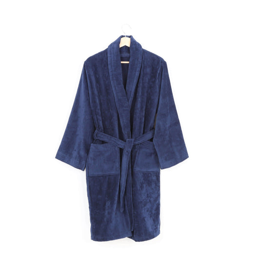 Peignoir Velours (H/F) – 100% Coton – 450g/m² (Bleu Marine) - SOFTHOME