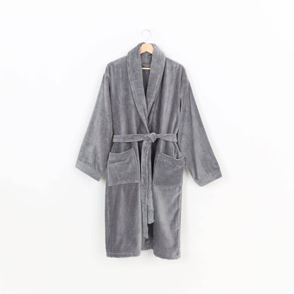 Peignoir Velours (H/F) – 100% Coton – 450g/m² (Gris) - SOFTHOME