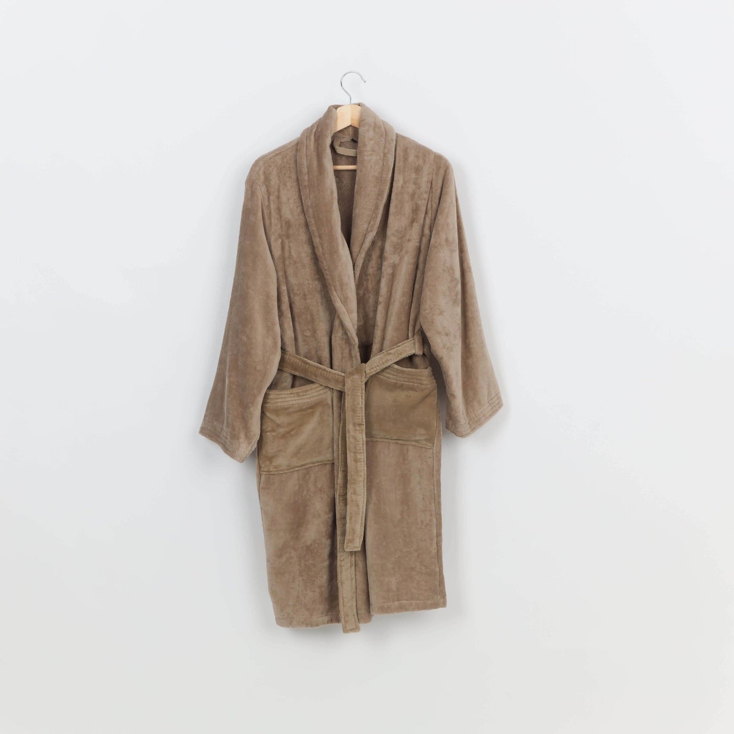 Peignoir Velours (H/F) – 100% Coton – 450g/m² - (Taupe) - SOFTHOME