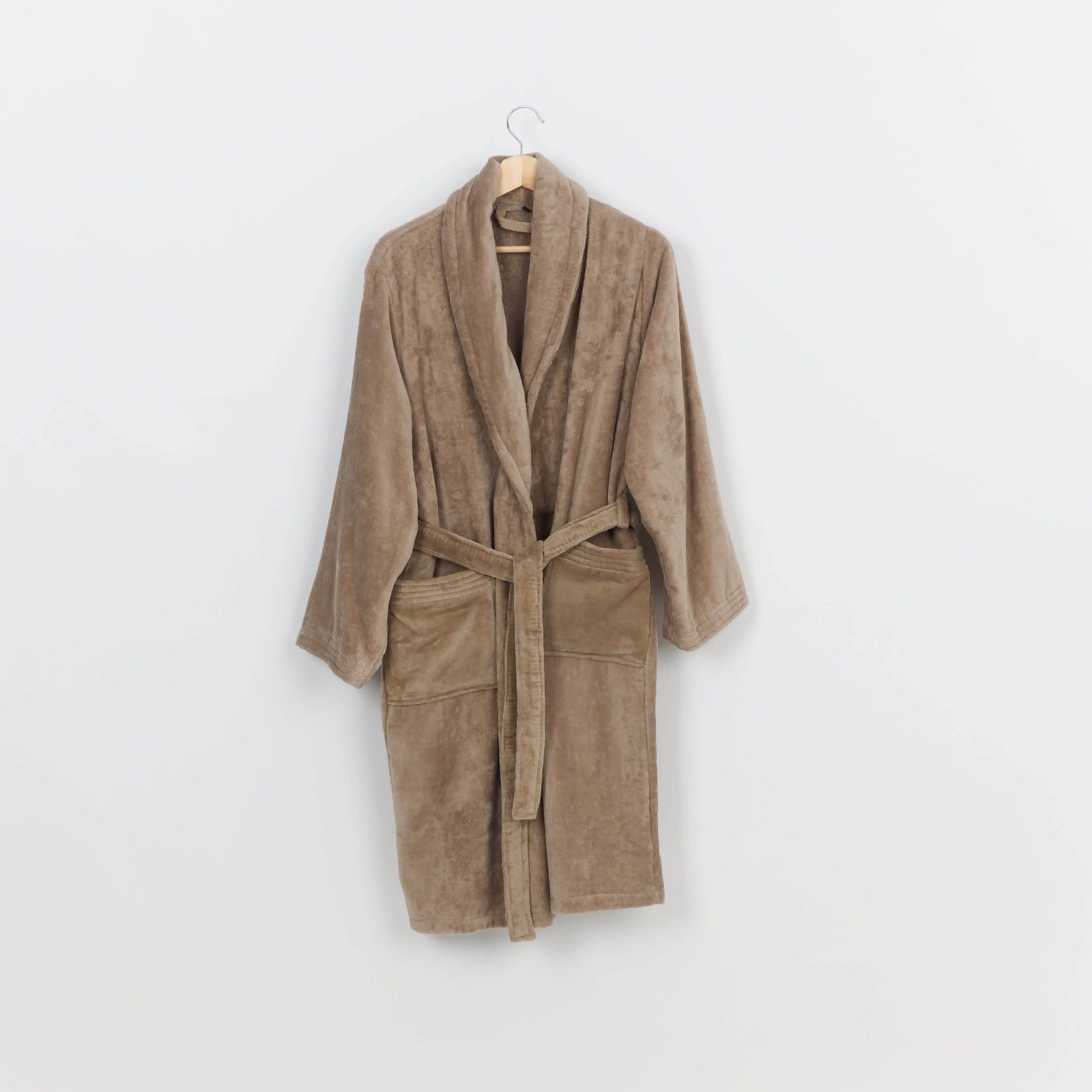 Peignoir Velours (H/F) – 100% Coton – 450g/m² - (Taupe) - SOFTHOME