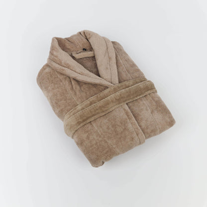 Peignoir Velours (H/F) – 100% Coton – 450g/m² - (Taupe) - SOFTHOME